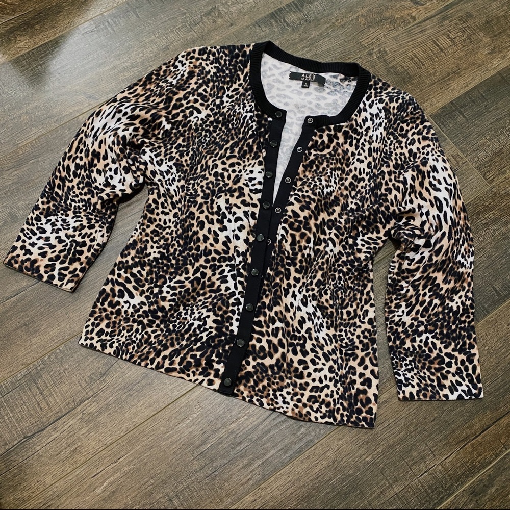 Alex Marie Leopard Animal Print Cardigan Button Up